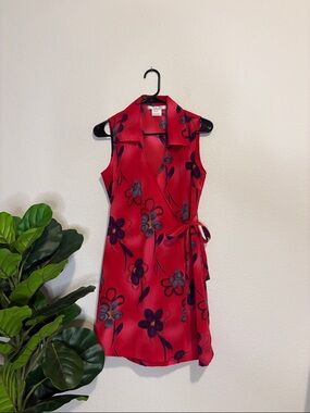 La Belle vintage Floral Wrap Mini Dress with collar